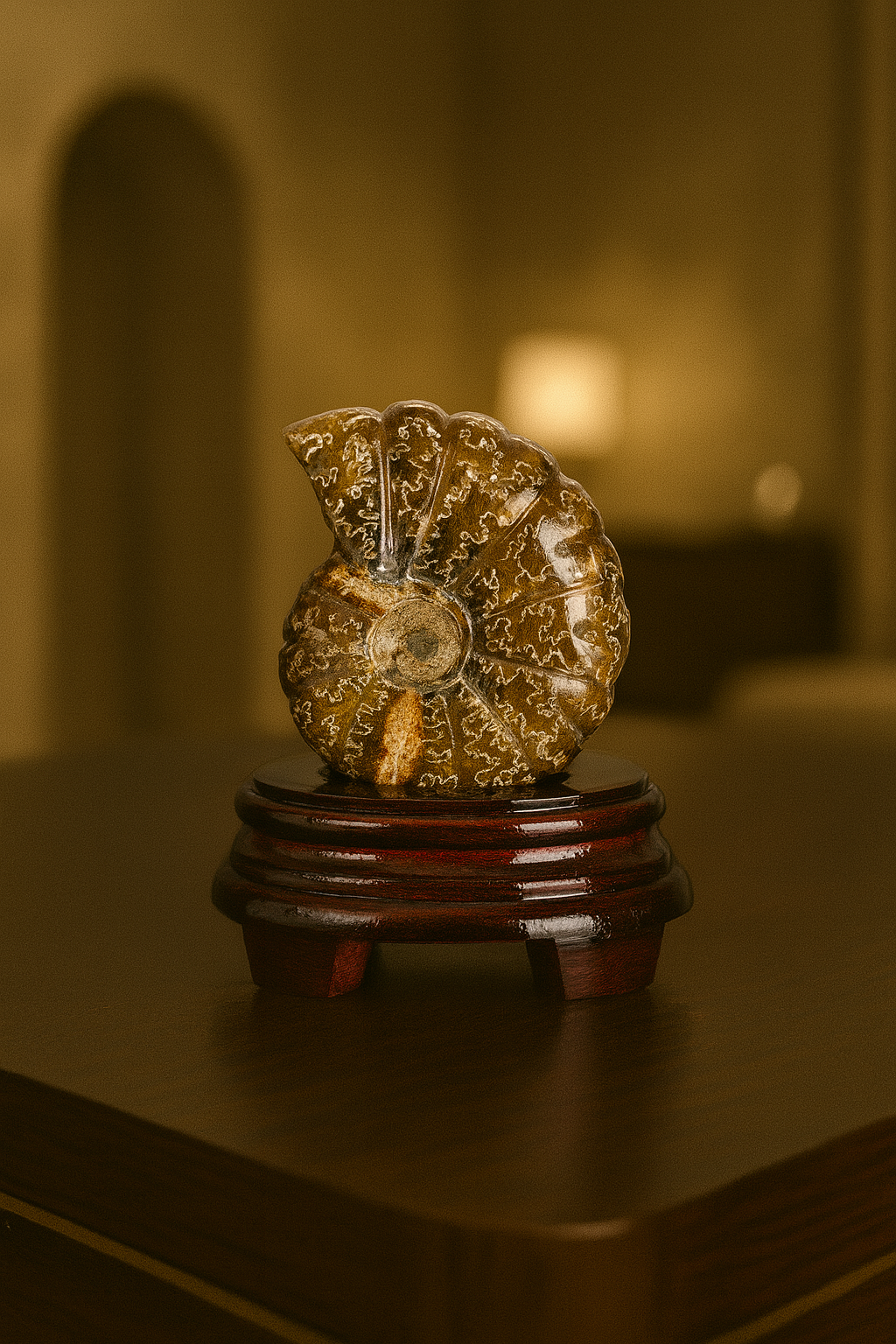 Amonit Doğal Taş Standlı Fosil