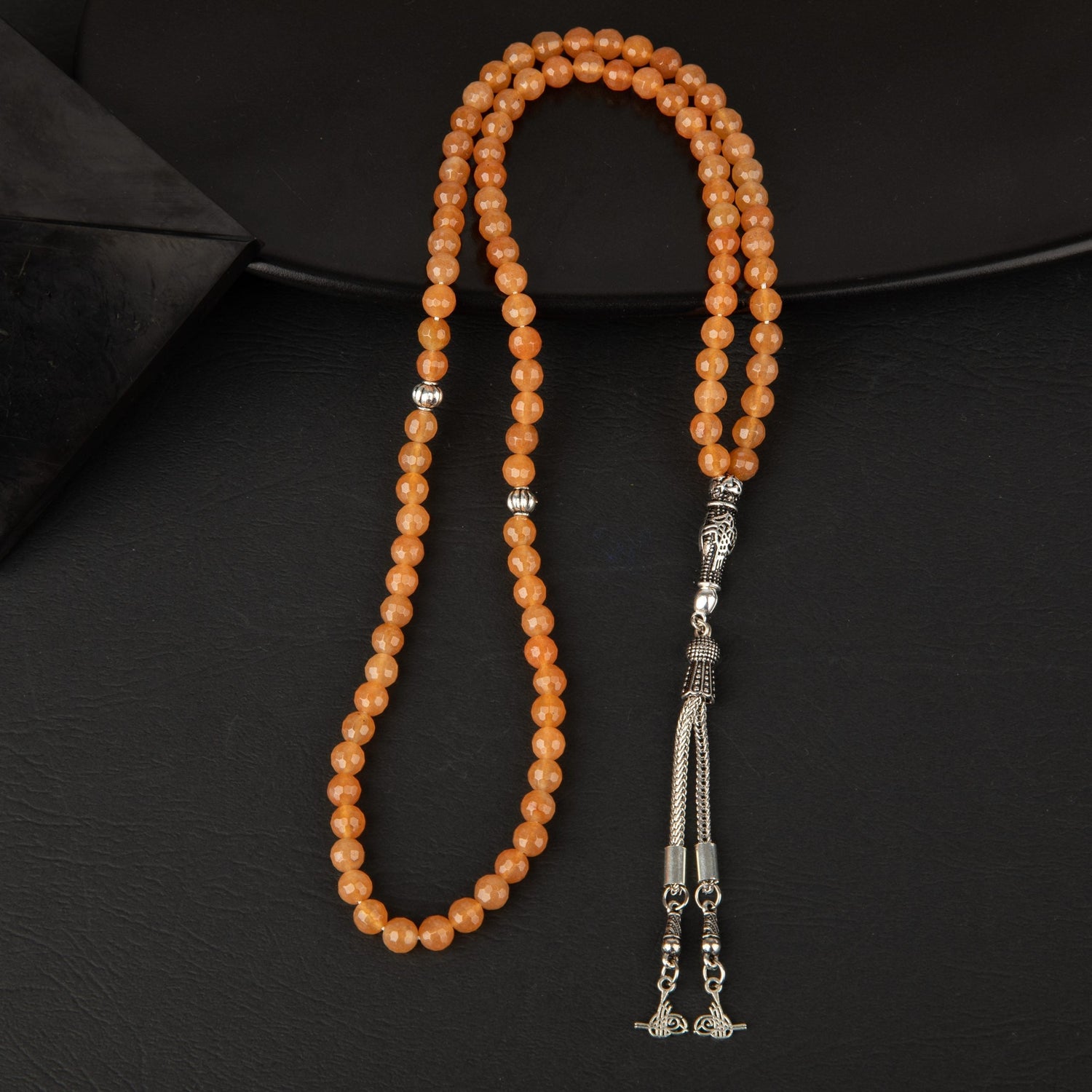 Turuncu Aventurin Doğal Taş Tesbih 99luk - 6mm