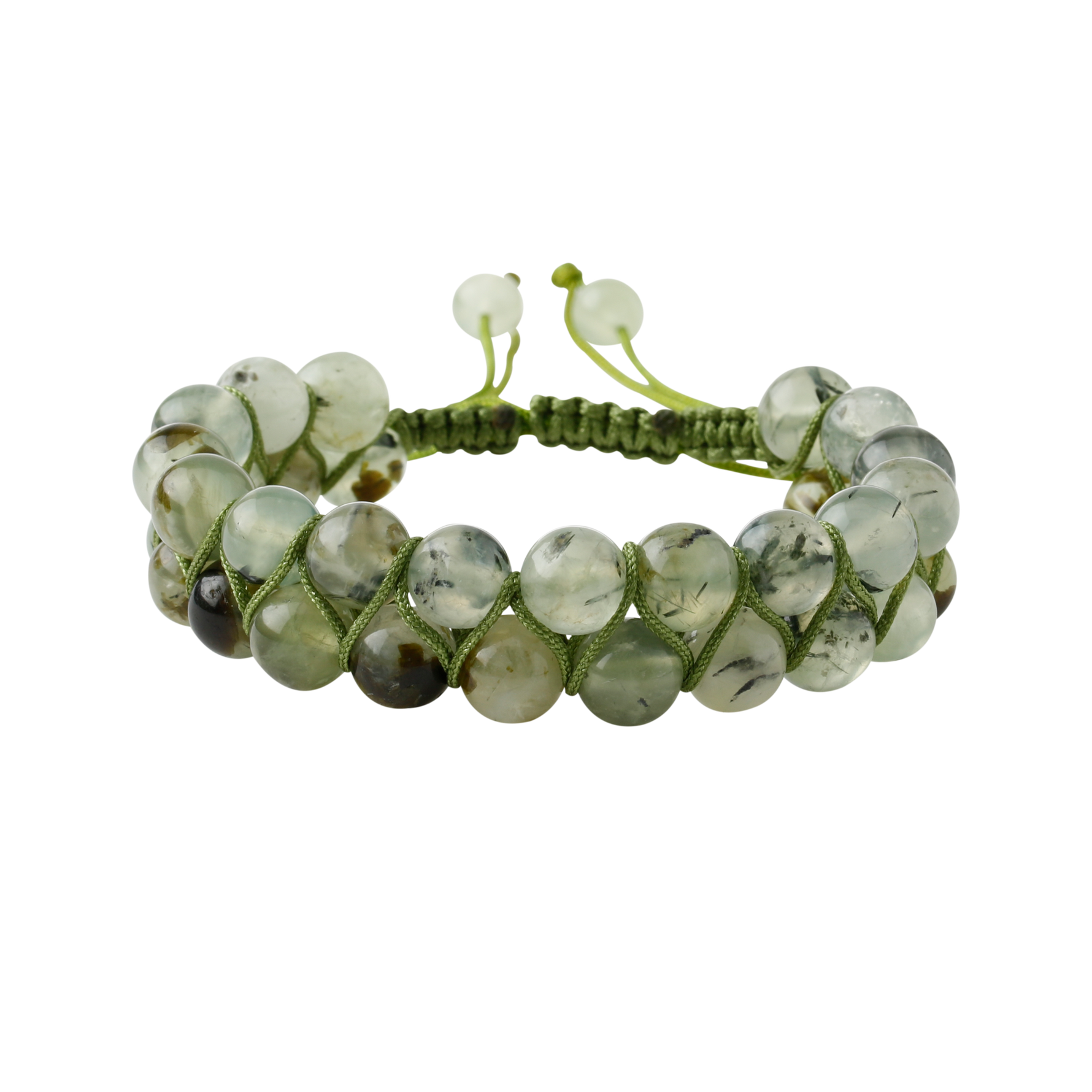 Prehnit 8mm Çift Sıra Makrome Doğal Taş Bileklik