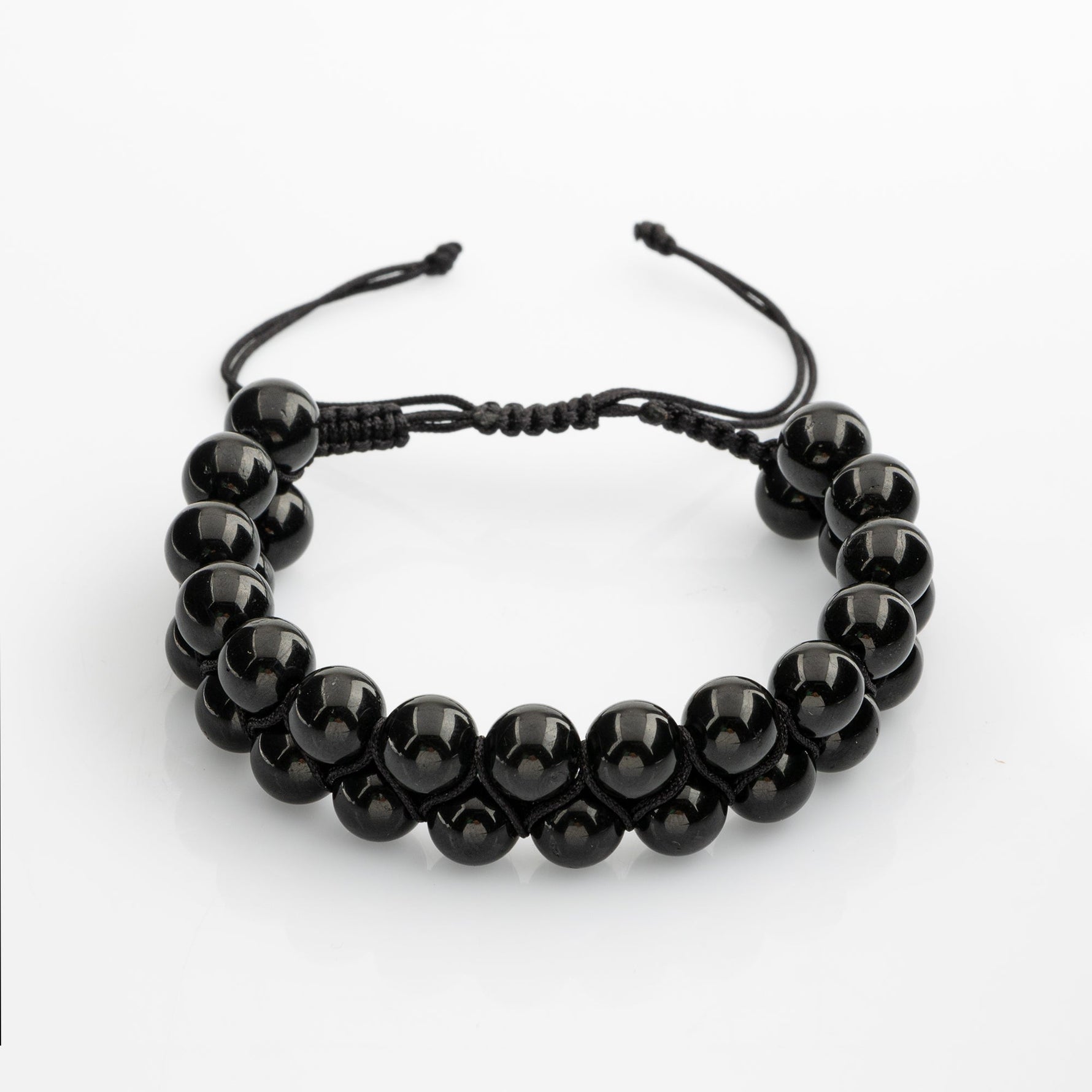 Siyah Turmalin 8mm Çift Sıra Makrome Doğal Taş Bileklik