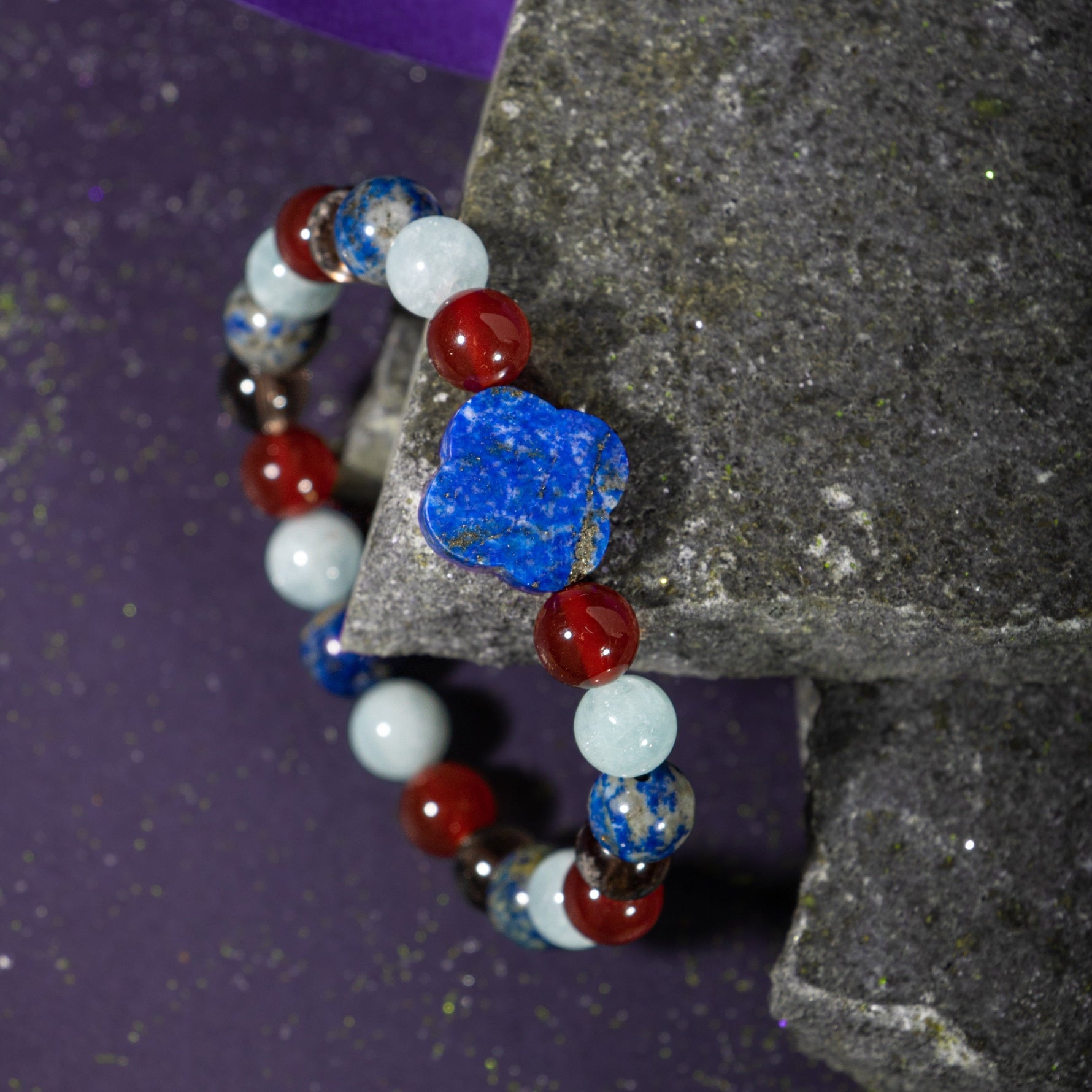 Terazi Burcu Bileklik Akuamarin, Dumanlı Kuvars, Kırmızı Akik, Lapis Lazuli