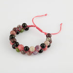 Renkli Turmalin 8mm Çift Sıra Makrome Doğal Taş Bileklik