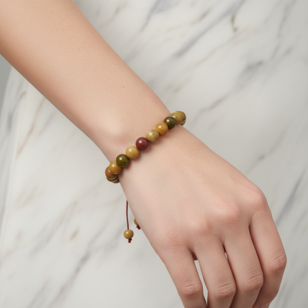 Sarı Jasper 8 mm Merdiven Kapama Doğal Taş Bileklik – El İşçiliği