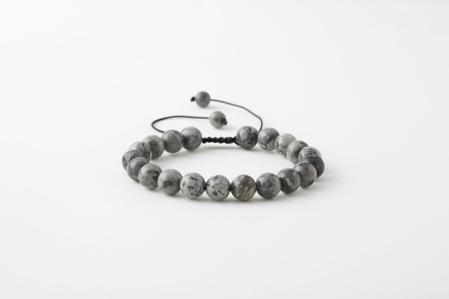 Gri Jasper 8mm Merdiven Kapama Doğal Taş Bileklik