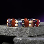 Kova Burcu Bileklik Hematit, Kırmızı Akik, Sedef, Mor Florit