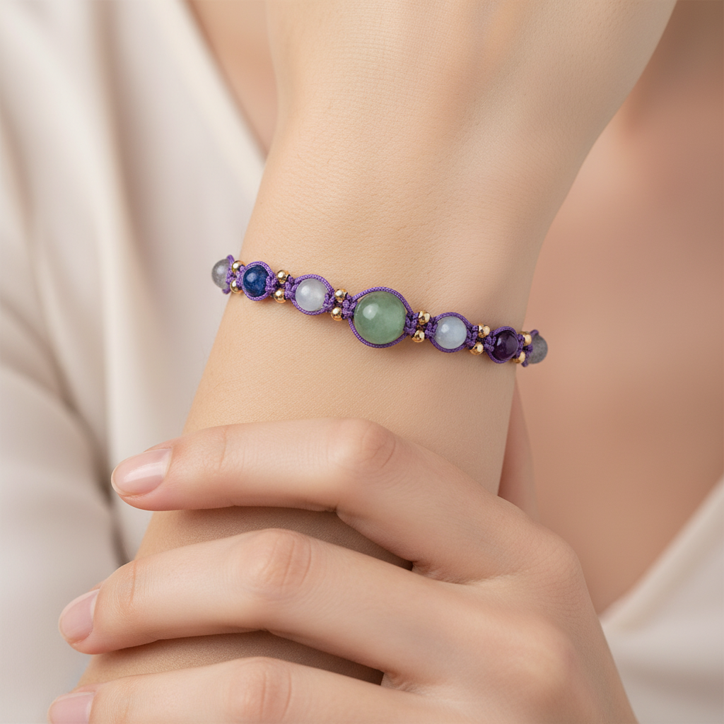 Yay Burcu Doğal Taş Makrome Bileklik