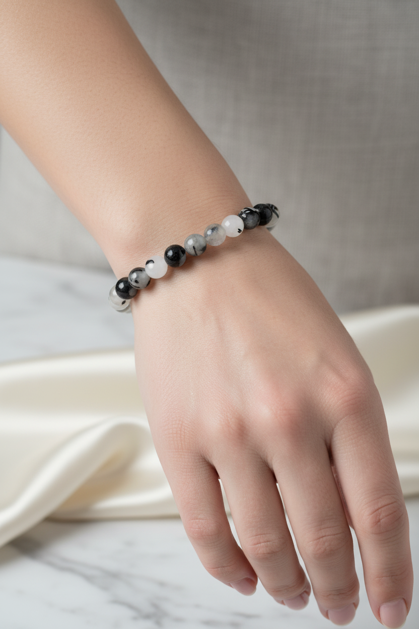 Rutilli Kuvars 6mm Doğal Taş Bileklik