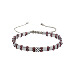 Bordo Granat Lal-Hematit Doğal Taş Erkek Makrome Bileklik