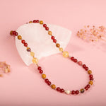 Kırmızı Akik-Sitrin-Jasper-Hematit Doğal Taş Gümüş Kolye