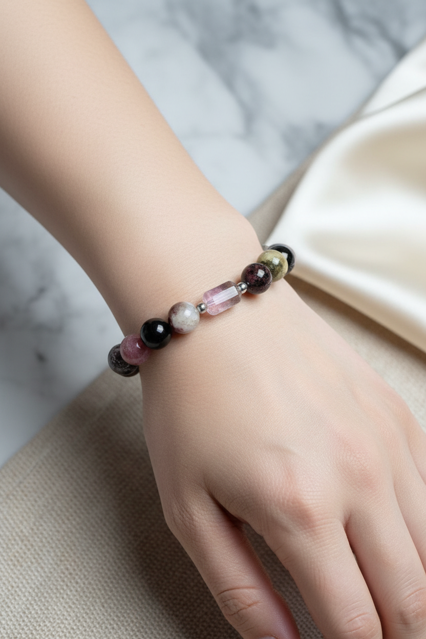 Ametrin Turmalin Doğal Taş Bileklik