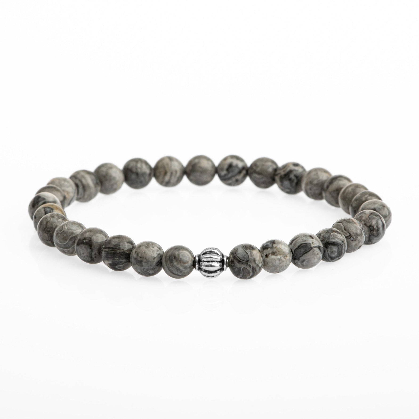 Gri Jasper 6mm Doğal Taş Bileklik