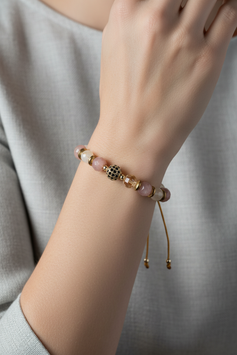 Sitrin ve Güneş Taşı Doğal Taş Bileklik – Unisex Şık Tasarım