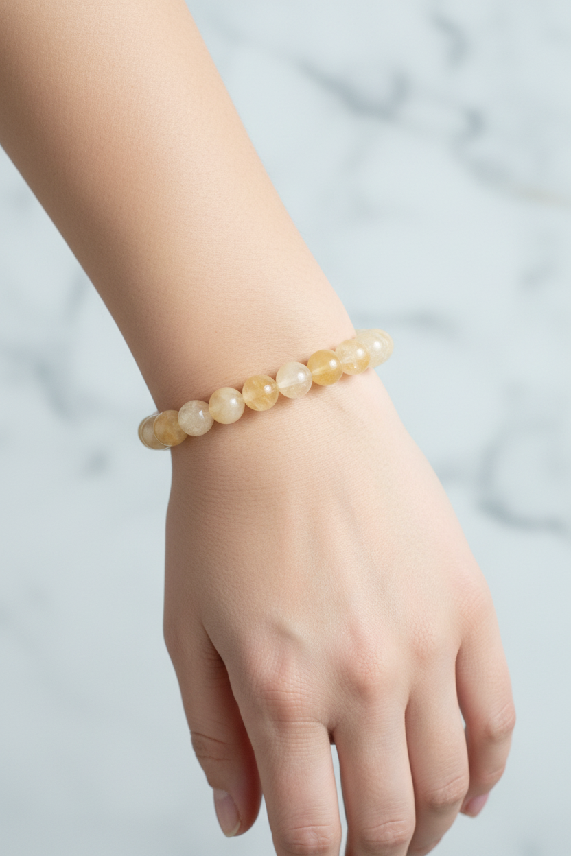 Sitrin Doğal Taş Bileklik – 10 mm Misinalı, Unisex Tasarım