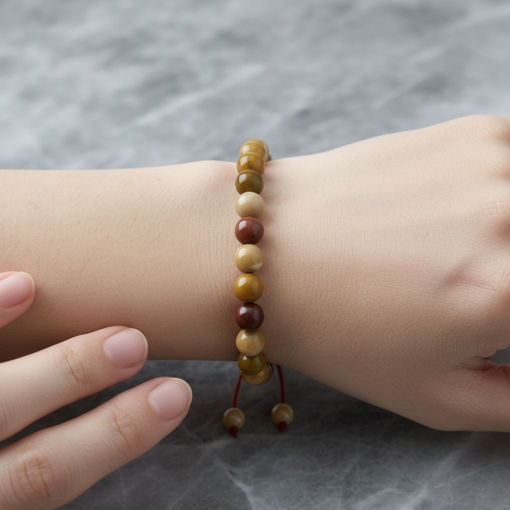 Sarı Jasper 8 mm Merdiven Kapama Doğal Taş Bileklik – El İşçiliği