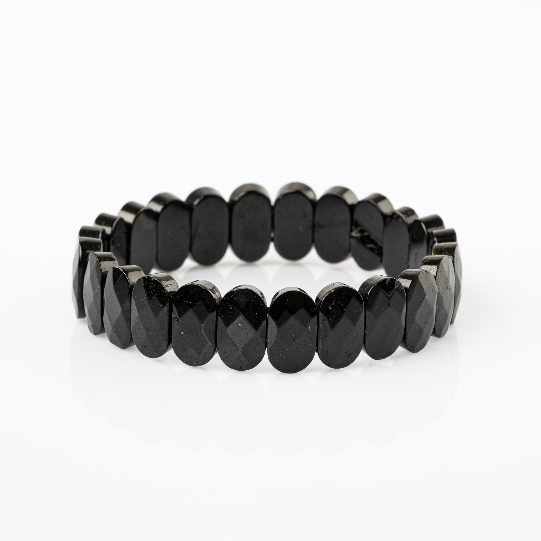 Siyah Turmalin Doğal Taş Geniş Kesim Bileklik