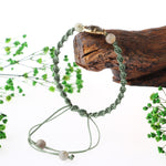 Labradorit-Prehnit Doğal Taş Makrome Örgü Bileklik