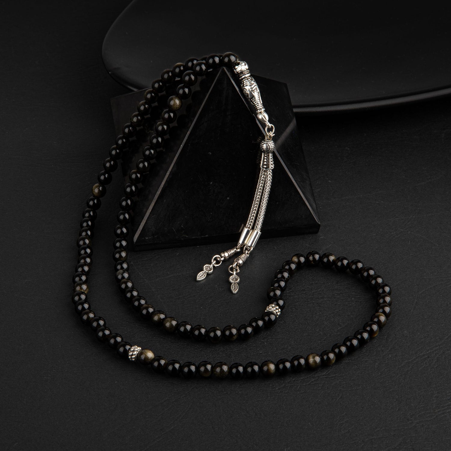 Golden Obsidyen Doğal Taş Tesbih 99luk - 6mm