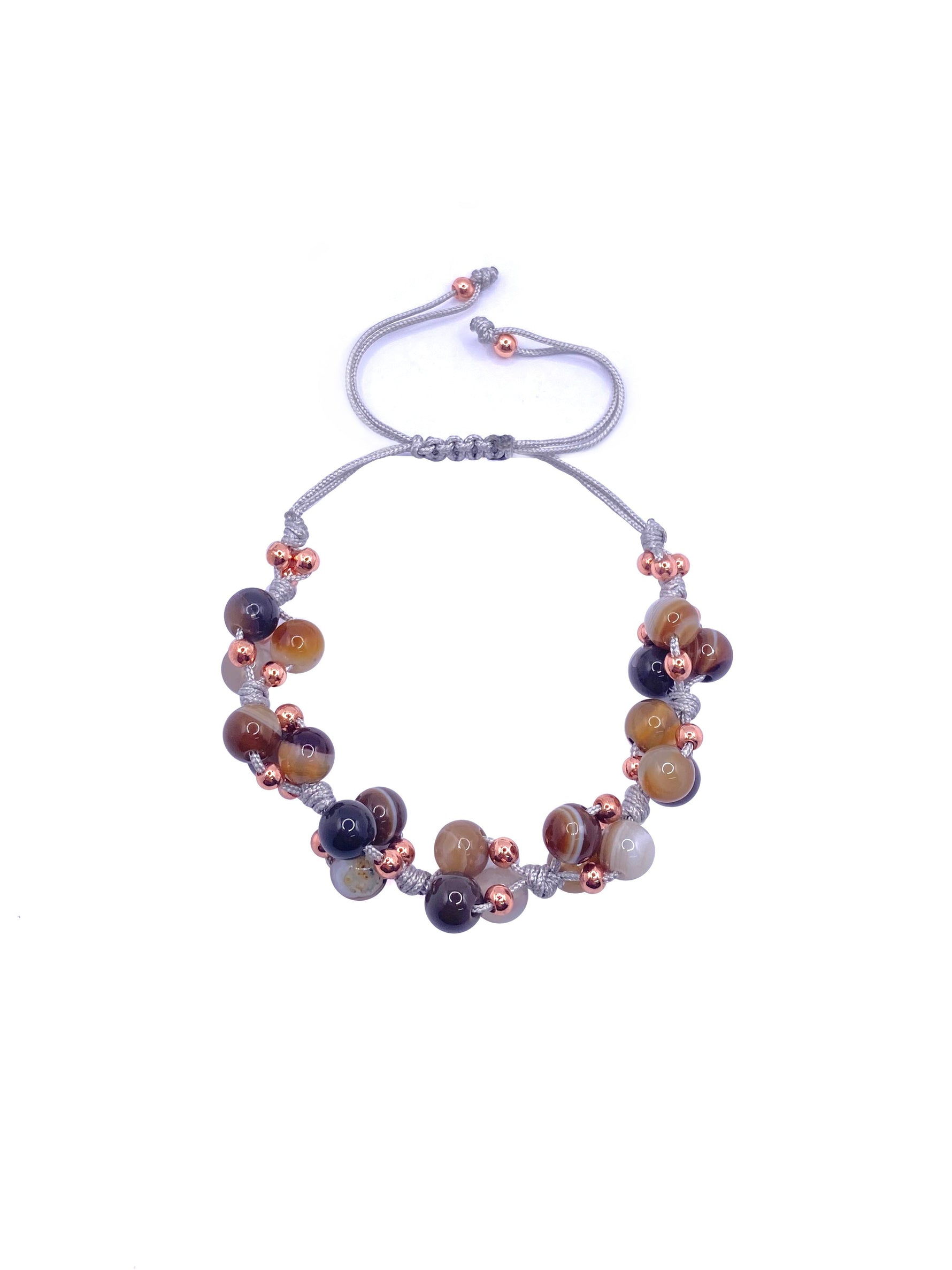 Botswana Akik Doğal Taş Merdiven Kapama İpli Her Bileğe Ayarlanabilir Bileklik 