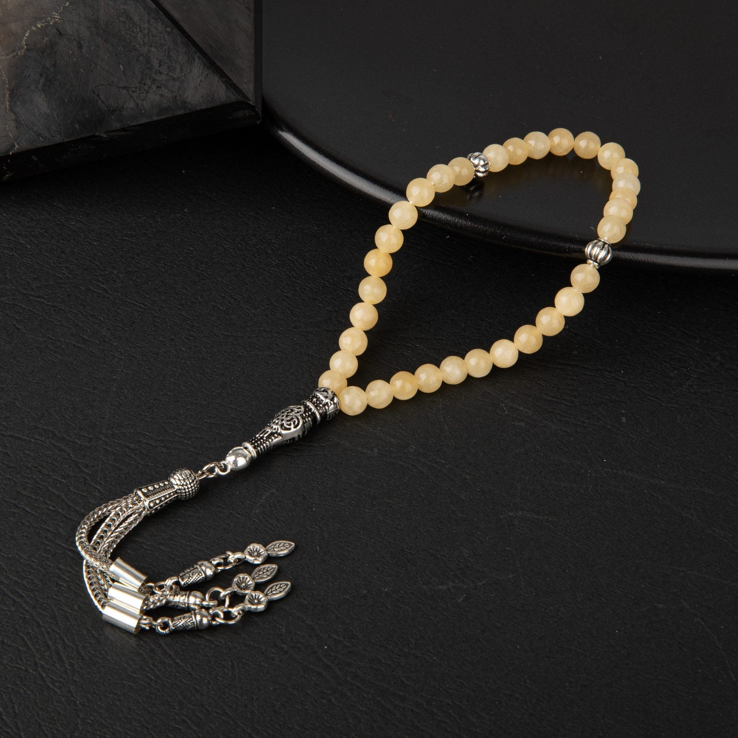 Kalsit Doğal Taş Tesbih 33lük - 6mm