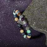 Yay Burcu Bileklik Ametist, Dumortierit, İspanyol Varisit, Kalsit, Labradorit