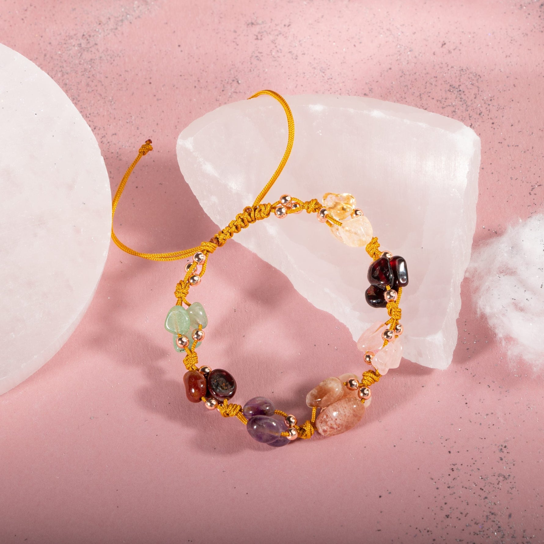 Koç Burcu Bileklik Ametist, Bordo Granat Lal, Güneş Taşı, Jasper, Pembe Kuvars, Sitrin, Yeşil Aventurin