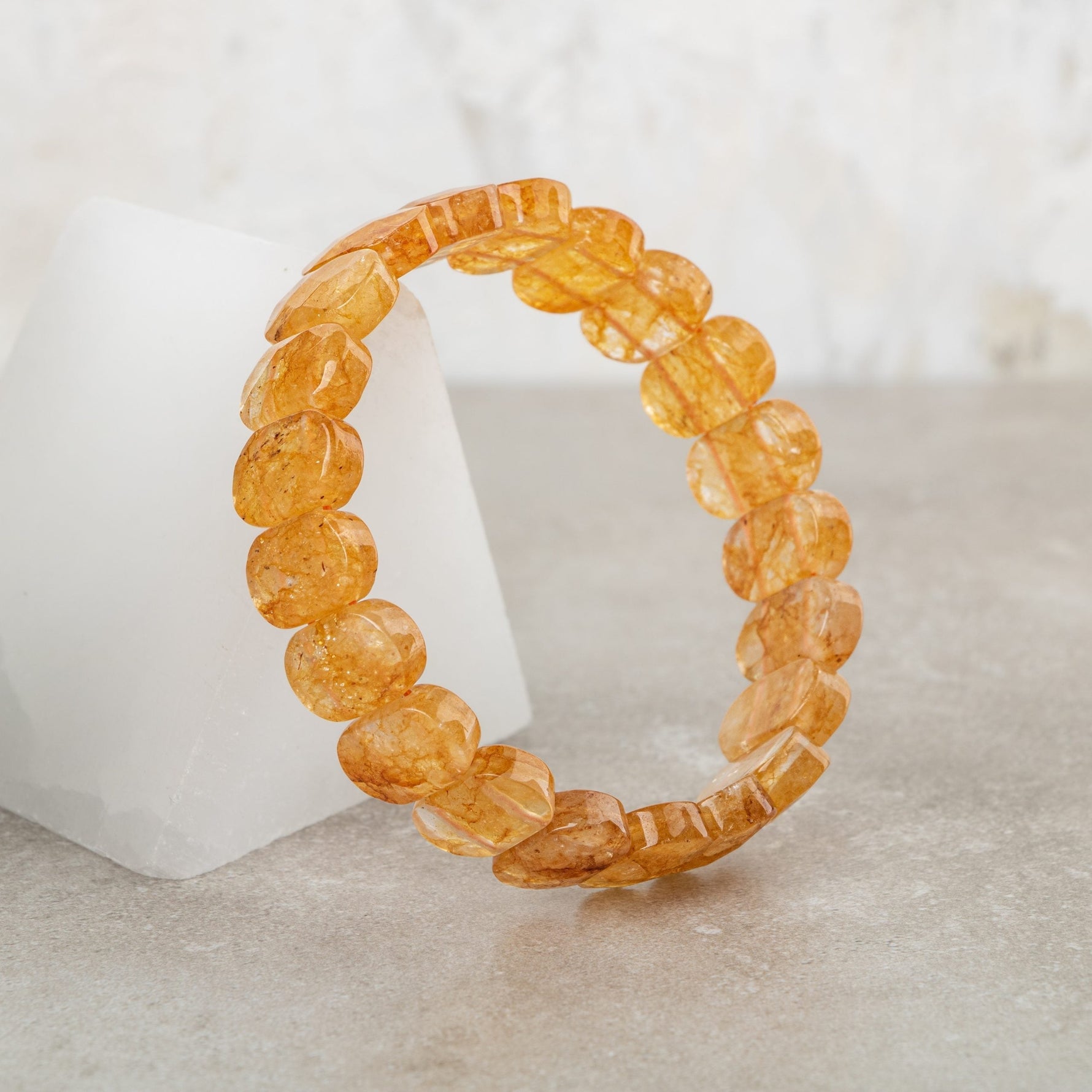 Sitrin Doğal Taş Geniş Kesim Bileklik