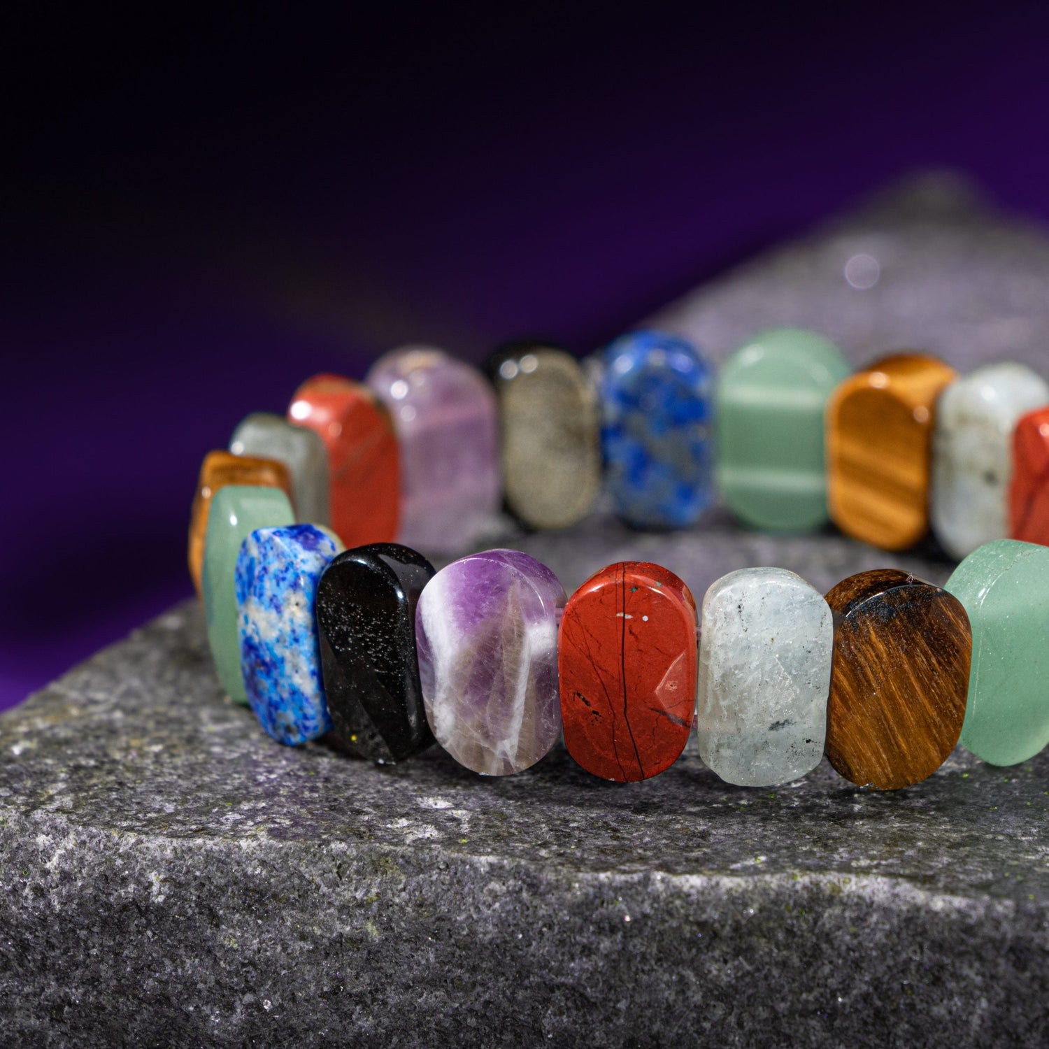 Aslan Burcu Bileklik Ametist, Golden Obsidyen, Jasper, Kaplan Gözü, Labradorit, Lapis Lazuli, Yeşil Aventurin