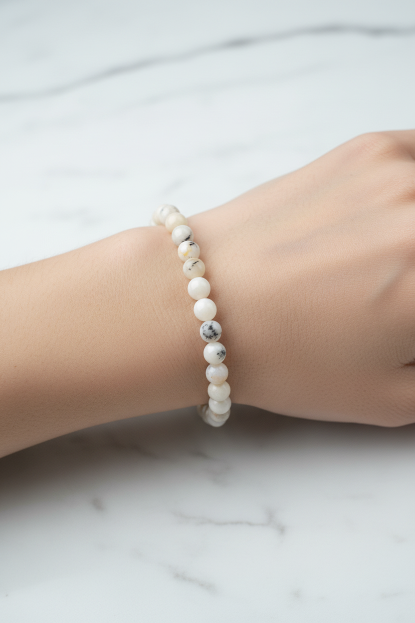 Süt Opal 6mm Doğal Taş Bileklik
