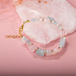 Pembe Kuvars-Akuamarin Doğal Taş Bileklik