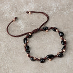 Siyah Turmalin Natürel Kesim Doğal Taş Makrome Bileklik