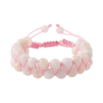 Morganit 8mm Çift Sıra Makrome Doğal Taş Bileklik