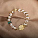 İnci-Turkuaz Doğal Taş Gümüş Midye Bileklik