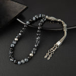 Karlı Obsidyen Doğal Taş Tesbih 33lük - 6mm