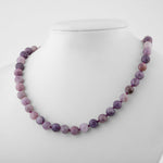 Lepidolit 8 mm Düğümlü Doğal Taş Kolye