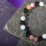 Terazi Burcu Bileklik Akuamarin, Dumanlı Kuvars, Güneş Taşı, Krizokol, Obsidyen, Siyah Turmalin