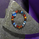 Oğlak Burcu Bileklik Bordo Granat Lal, Kaplan Gözü, Karlı Obsidyen, Kırmızı Akik, Lapis Lazuli