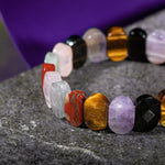 Başak Burcu Bileklik Ametist, Golden Obsidyen, Kaplan Gözü, Labradorit, Pembe Kuvars, Yosunlu Akik