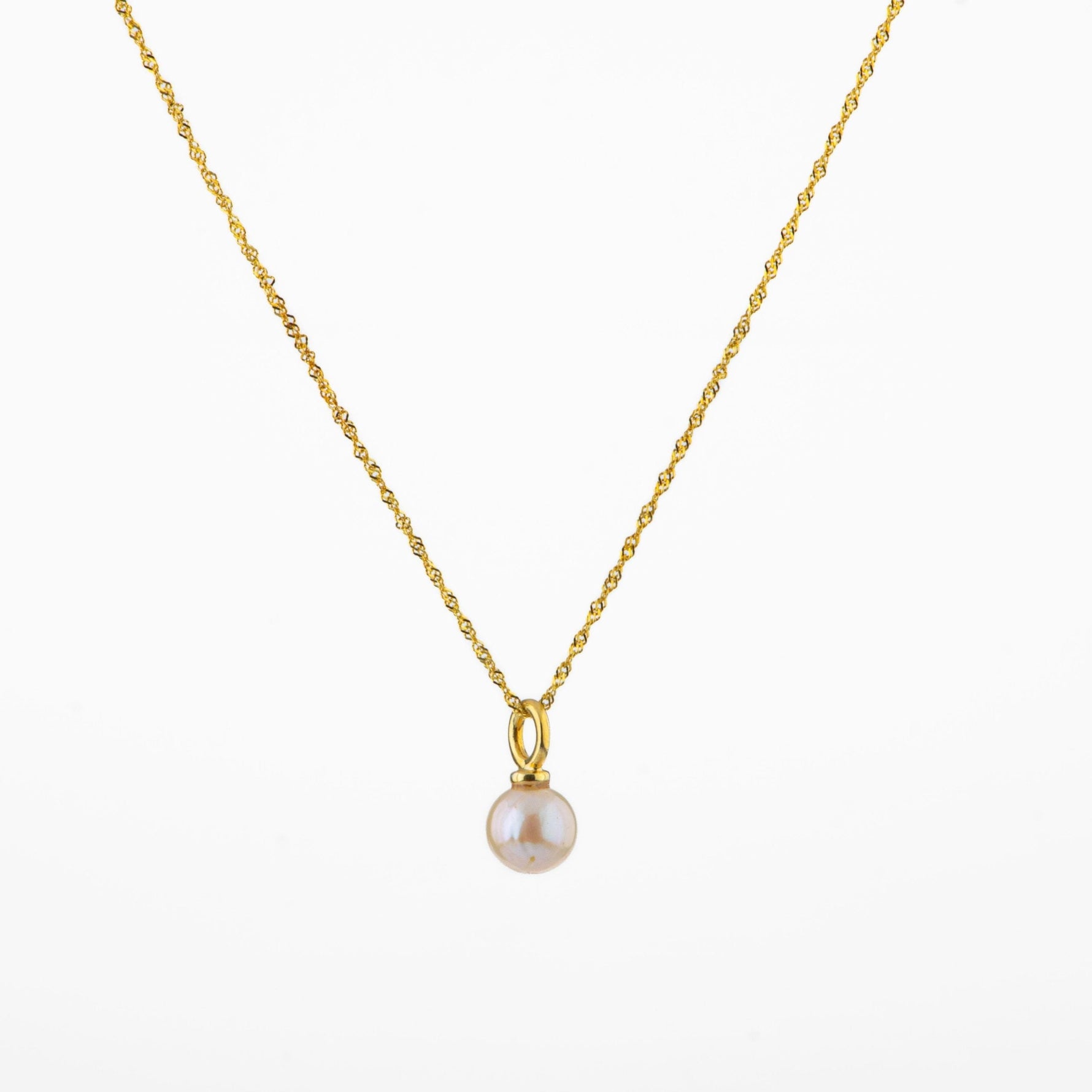 İnci Doğal Taş Gümüş Tasarım Zincir Kolye - 50cm