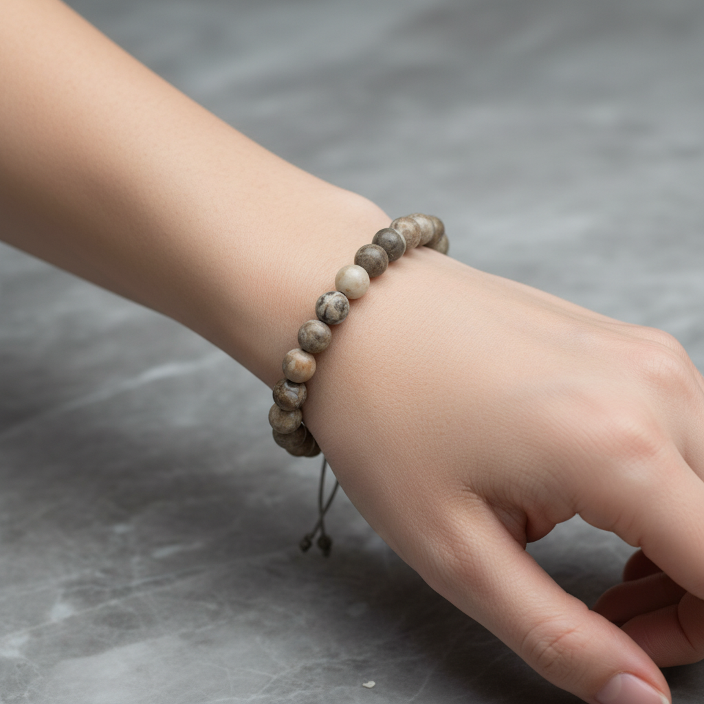 Fosil Mercan 8 mm Merdiven Kapama Doğal Taş Bileklik – El İşçiliği