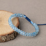 Akuamarin 3-4mm Çift Sıra Doğal Taş Bileklik