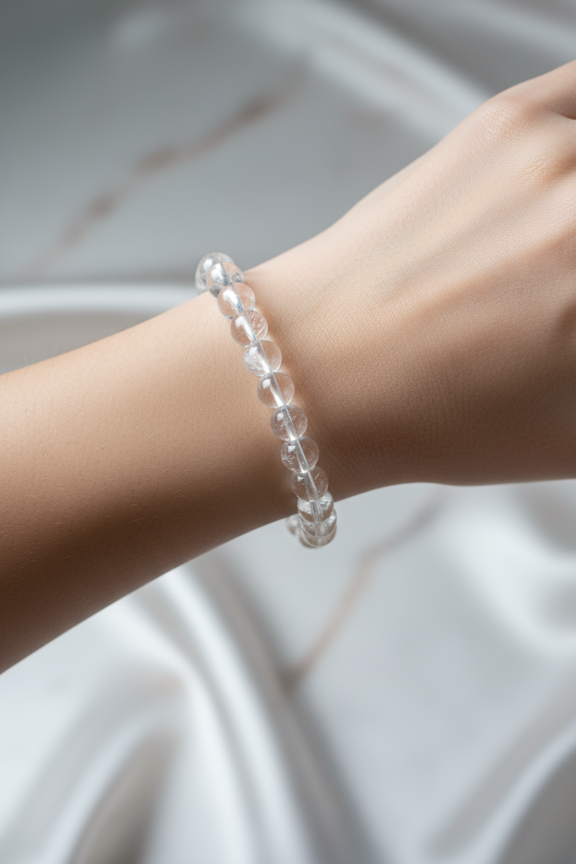 Kristal Kuvars 8mm Doğal Taş Bileklik