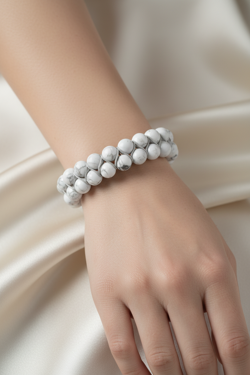 Havlit 8mm Çift Sıra Makrome Doğal Taş Bileklik