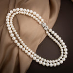 İnci Doğal Taş Gümüş Kilit Kolye