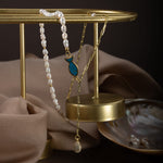 İnci Doğal Taş Gümüş Zincir Kolye