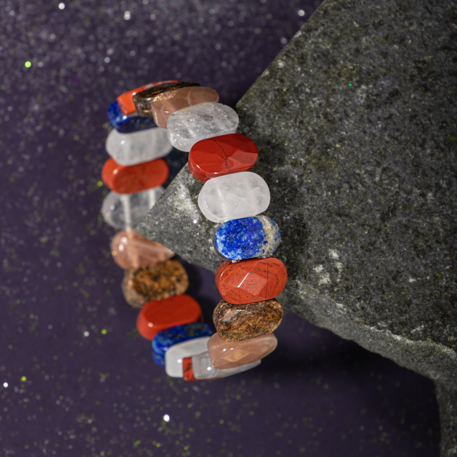 Yay Burcu Bileklik Ay Taşı, Bronzit, Güneş Taşı, Jasper, Lapis Lazuli, Selenit