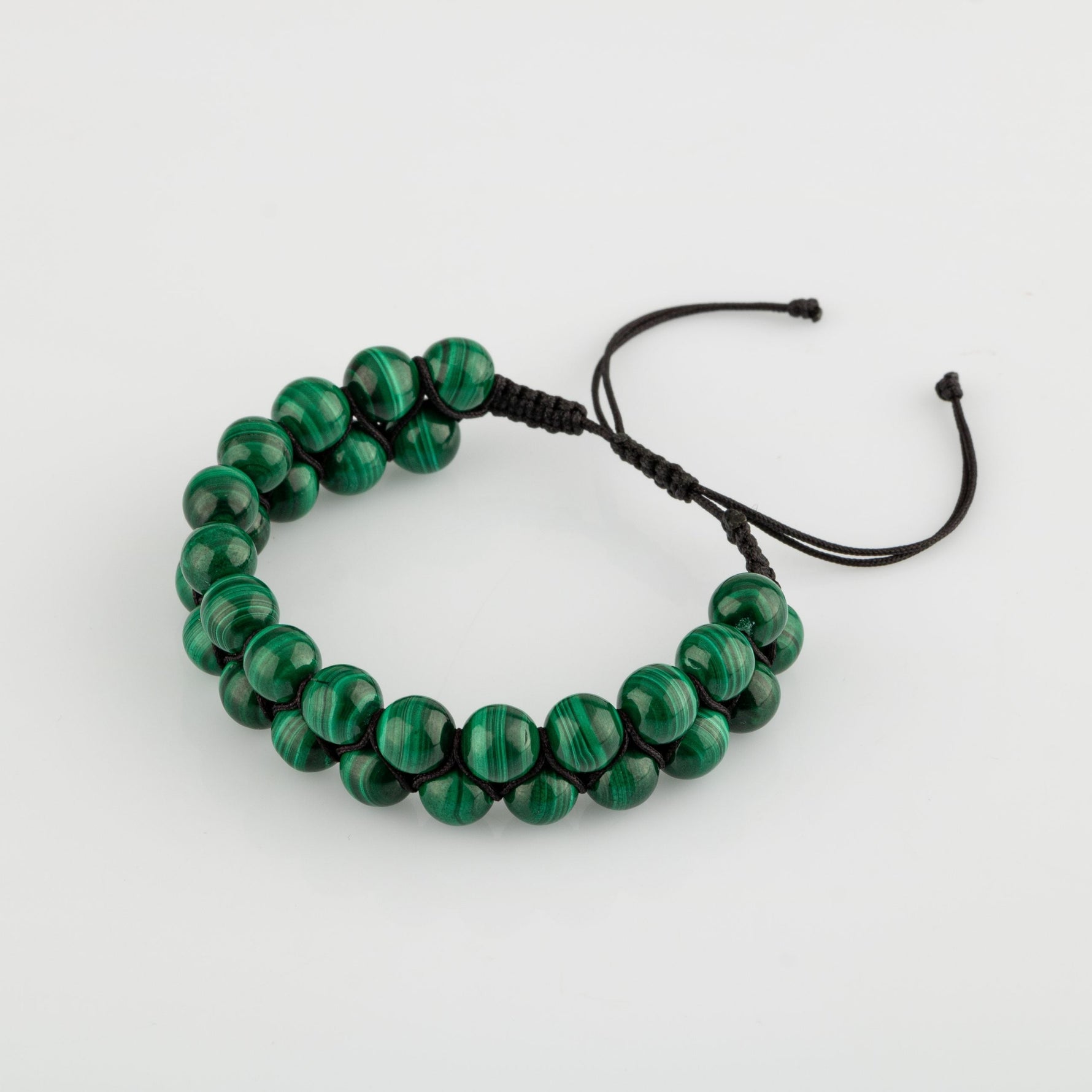 Malakit 8mm Çift Sıra Makrome Doğal Taş Bileklik