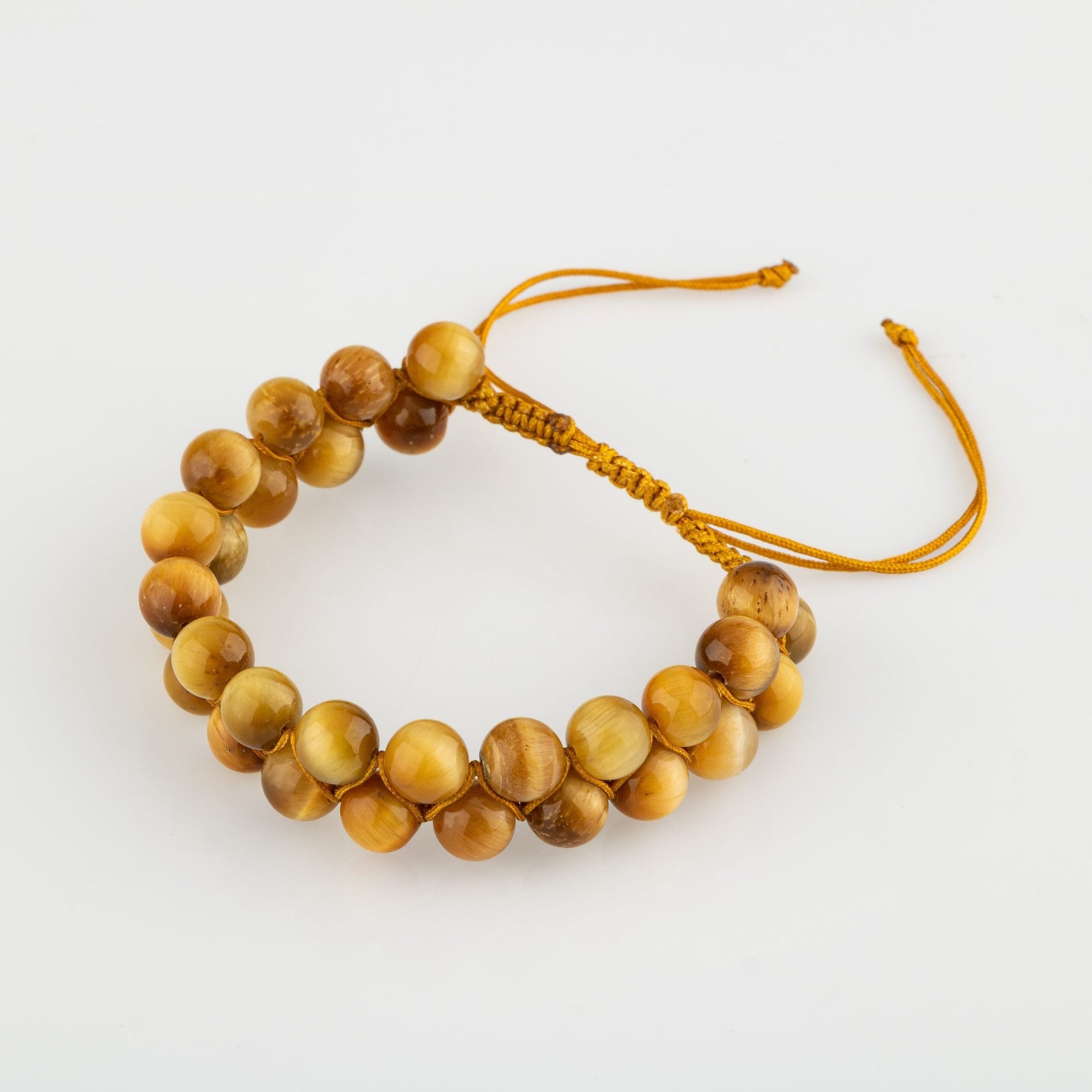 Sarı Kaplan Gözü 8mm Çift Sıra Makrome Doğal Taş Bileklik