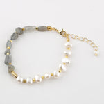 İnci-Labradorit Altın Kaplama Kapama Doğal Taş Bileklik