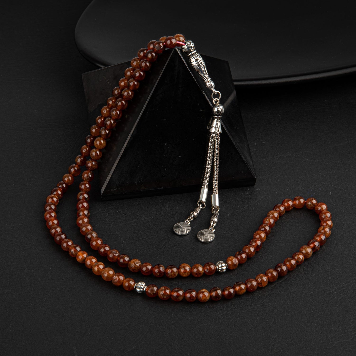 Hessonit Lal Doğal Taş Tesbih 99luk - 6mm