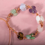 Yengeç Burcu Bileklik Ametist, Ay Taşı, Kalsedon, Kaplan Gözü, Krizopras, Pembe Kuvars, Yeşil Aventurin